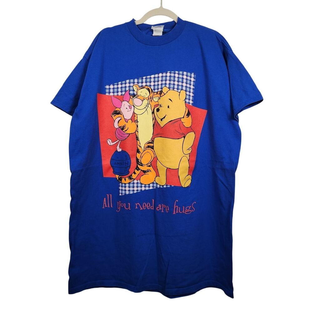 Vintage Winnie The Pooh Double Sided Oversized Sleep Shirt Blue 90s Disney